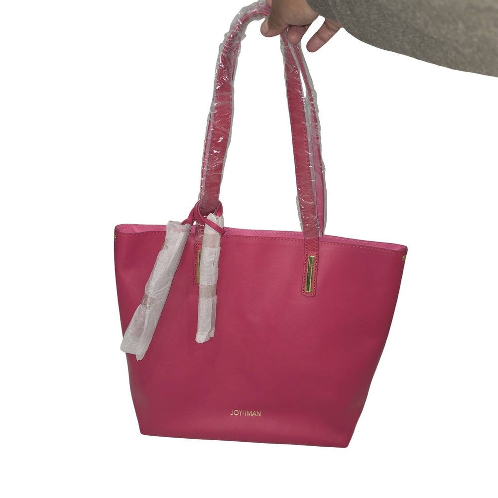 JOY & IMAN Tassel Chic Leather Handbag with Leather Wrislet, Raspberry, Medium